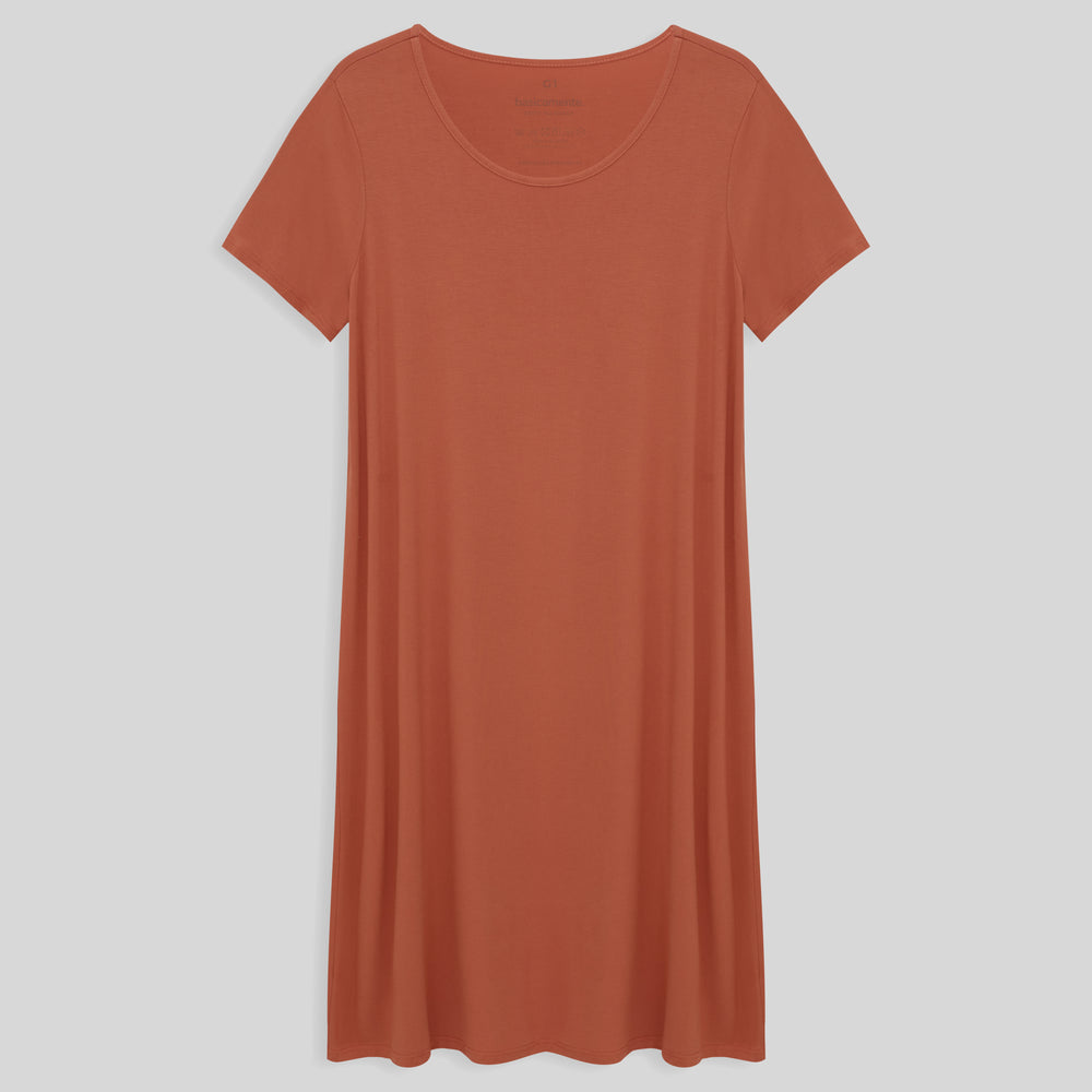 Vestido Curto Viscose Plus Feminino - Marrom Telha