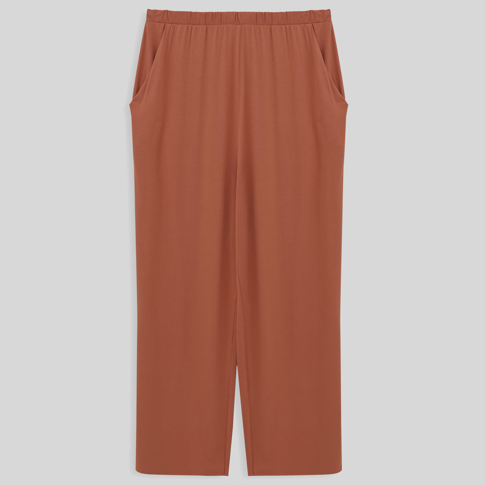 Calça Wide Viscose Plus Feminina - Marrom Telha