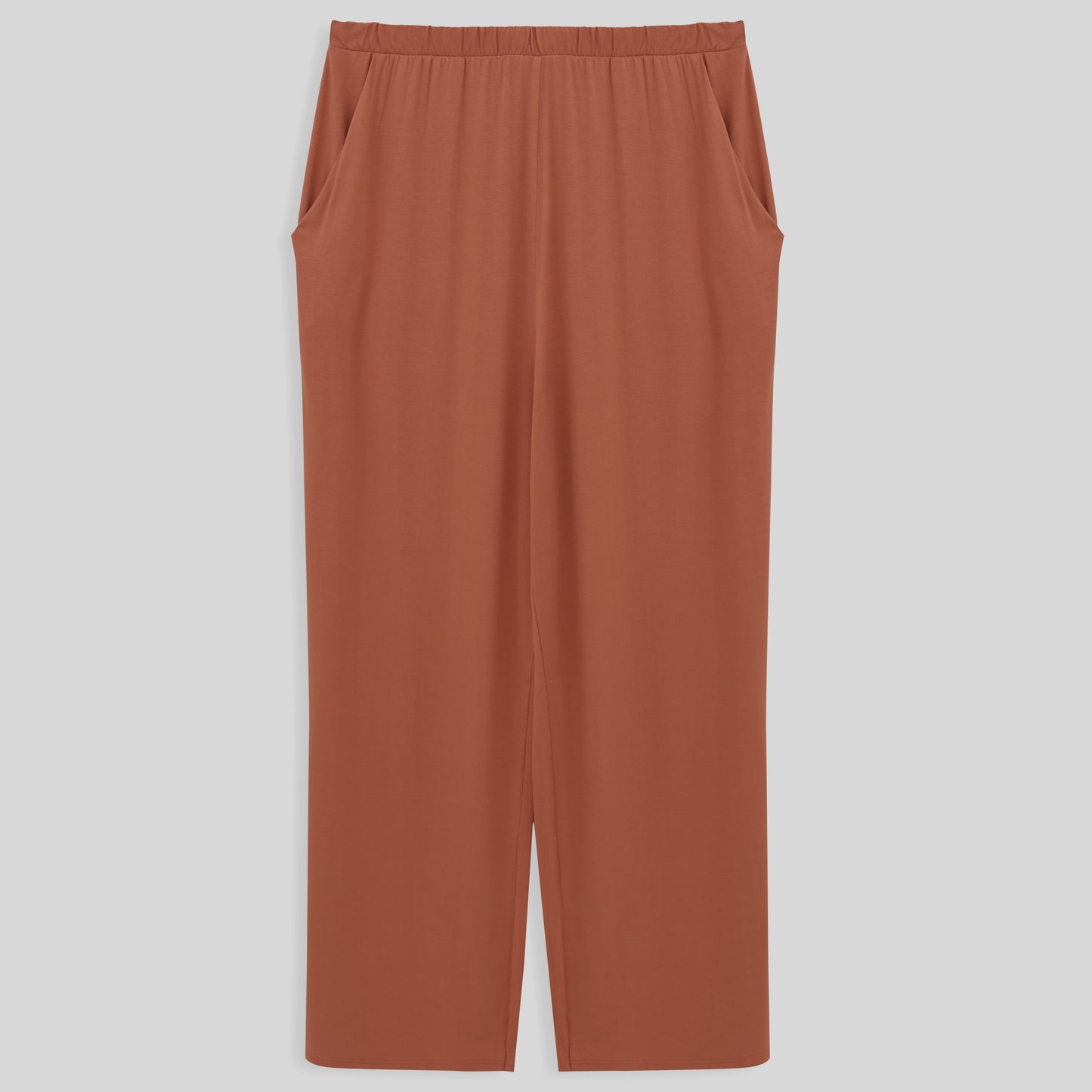 Calça Wide Viscose Plus Feminina - Marrom Telha