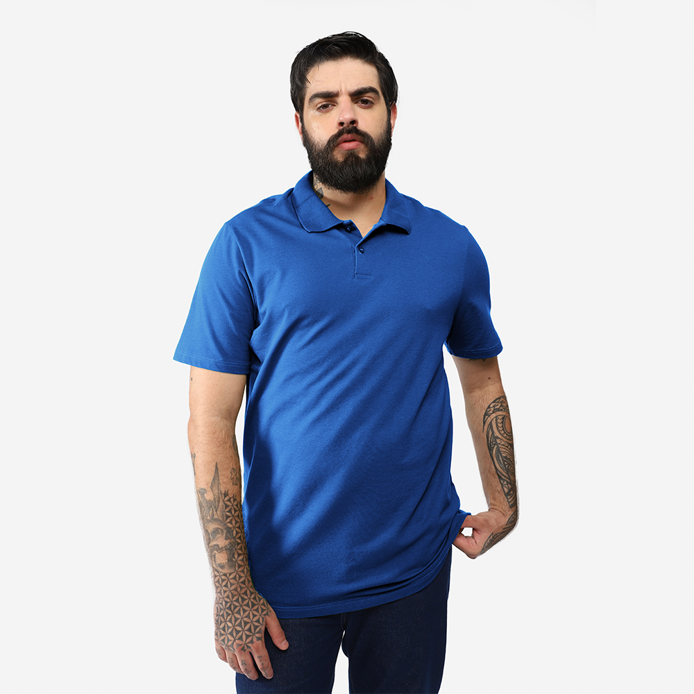 Camisa Polo Piquet Stretch Plus Masculina - Azul Classico