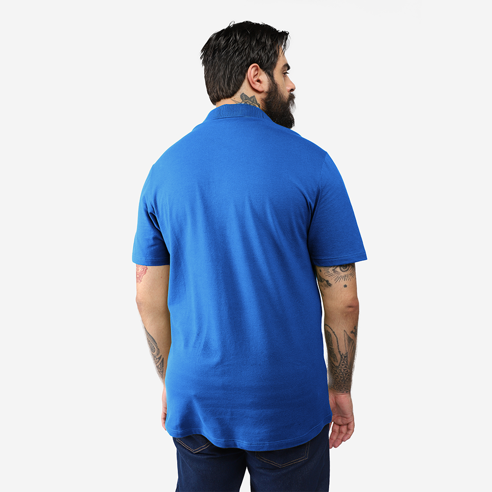 Camisa Polo Piquet Stretch Plus Masculina - Azul Classico