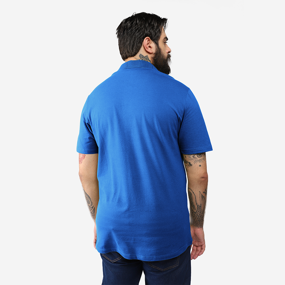 Camisa Polo Piquet Stretch Plus Size Masculina - Azul Classico