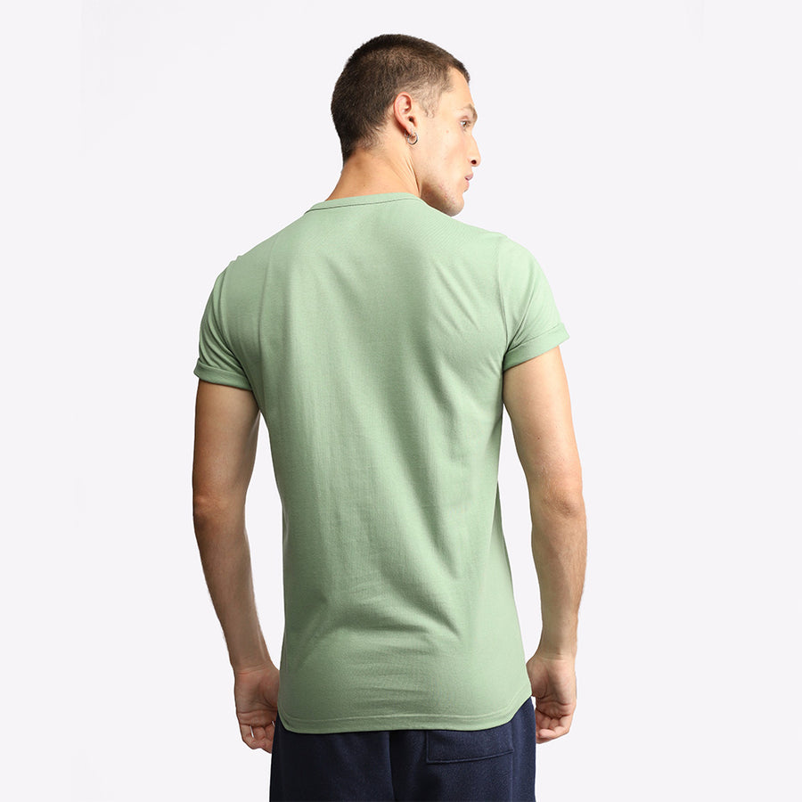 Camiseta Henley Algodão Premium Masculina - Verde Jade