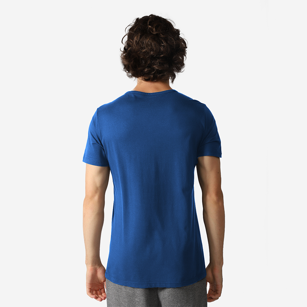 Camiseta Henley Algodão Premium Masculina - Azul Classico
