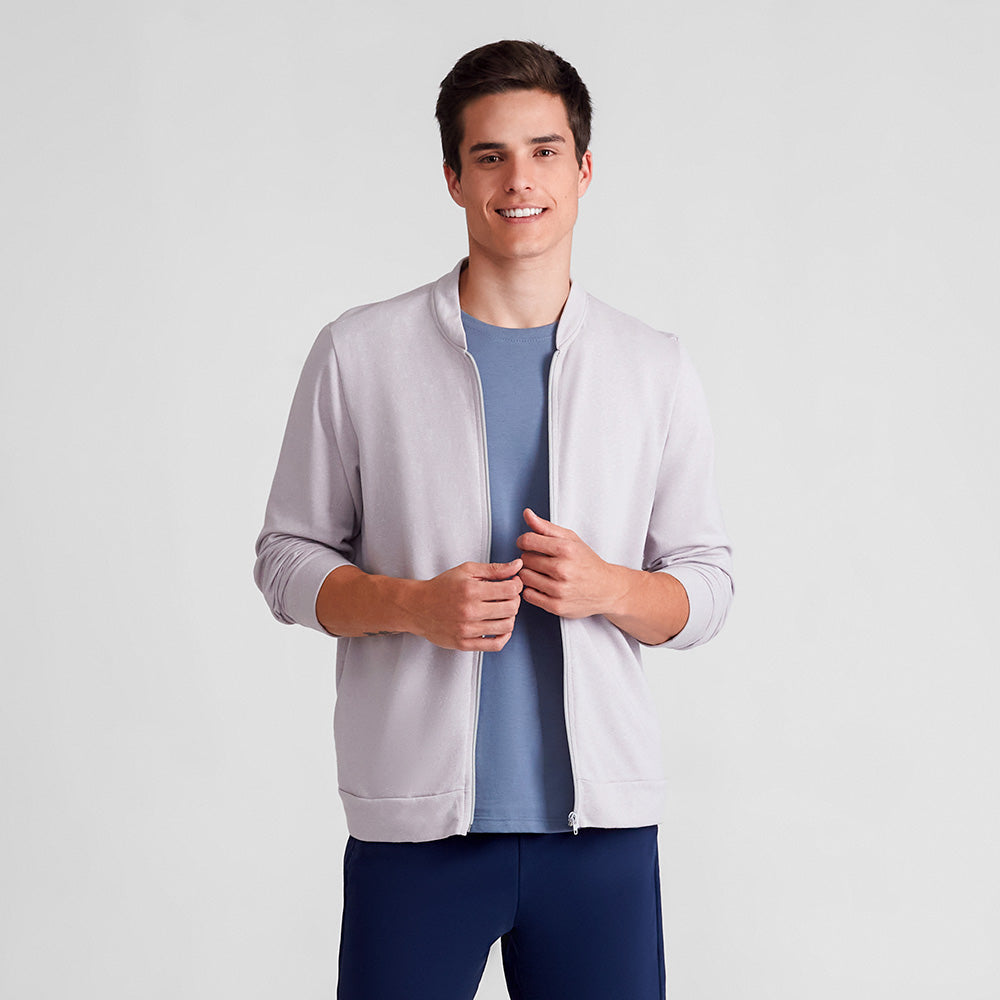Jaqueta Moletom Desfibrado Masculina - Cinza Claro
