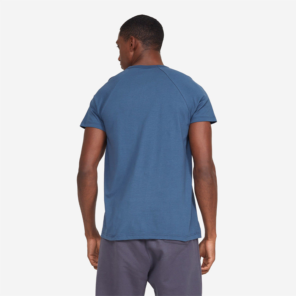 Camiseta Raglan Algodão Premium Masculina - Azul Indigo