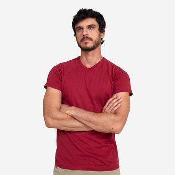 Camiseta Raglan Algodão Premium Masculina - Marsala