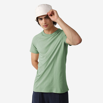 Camiseta Raglan Algodão Premium Masculina - Verde Jade