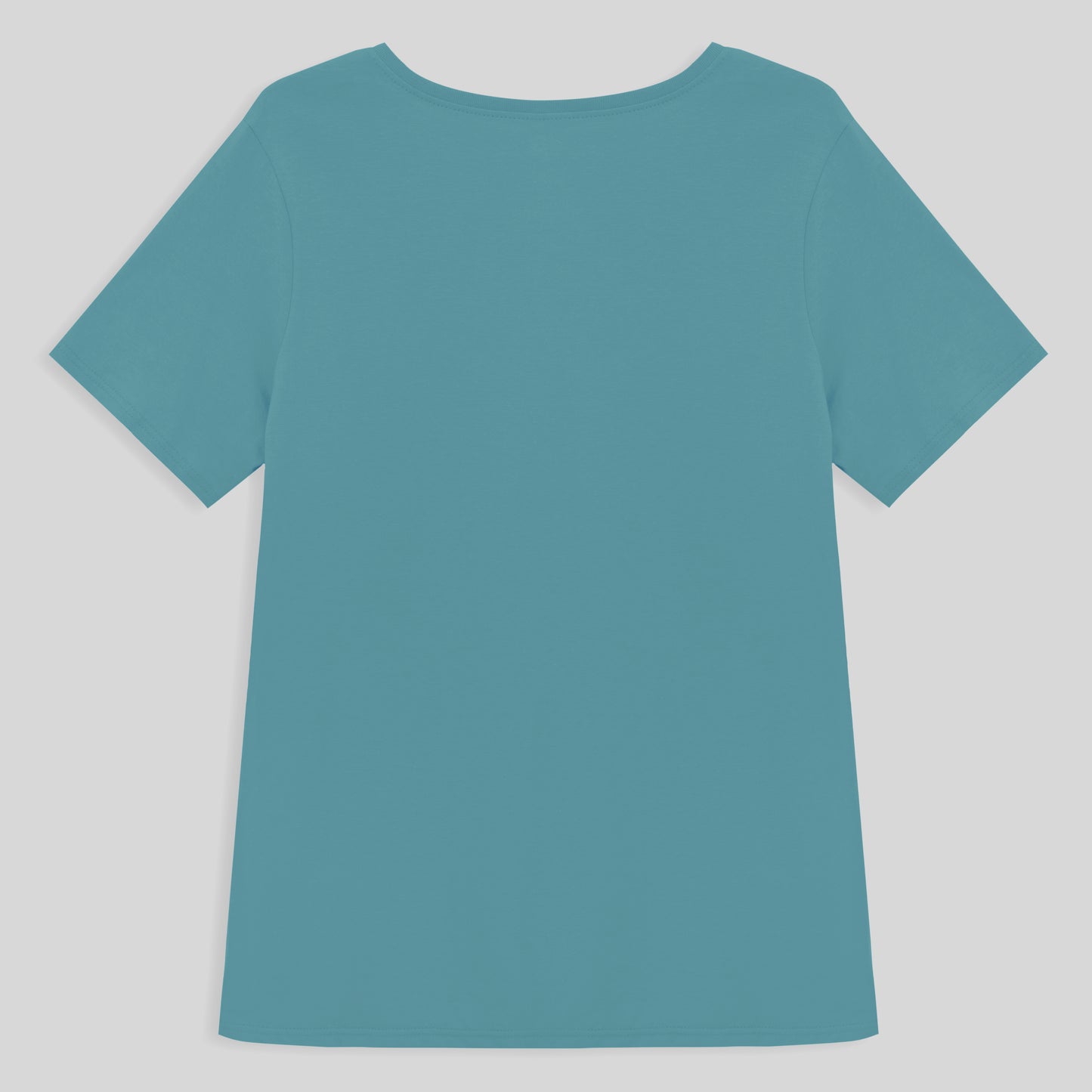 Camiseta Slim Gola V Cotton Plus Feminina - Azul Turquesa