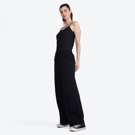 Calça Wide Moletom Comfort Feminina - Preto