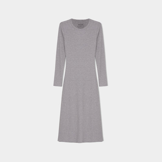 Vestido Midi Canelado Recorte Costas - Mescla Claro