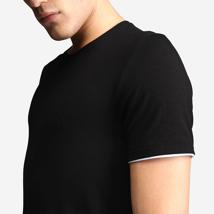 Camiseta Modal Friso Masculina - Preto