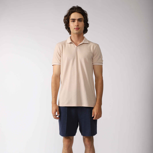 Camisa Polo Piquet Eco Friso Masculina - Bege Camel