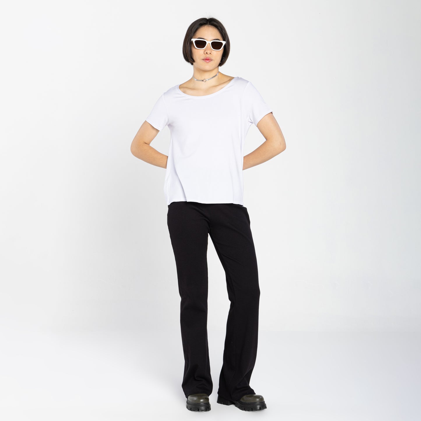 Tech T-Shirt Modal Decote Canoa Feminina - Branco