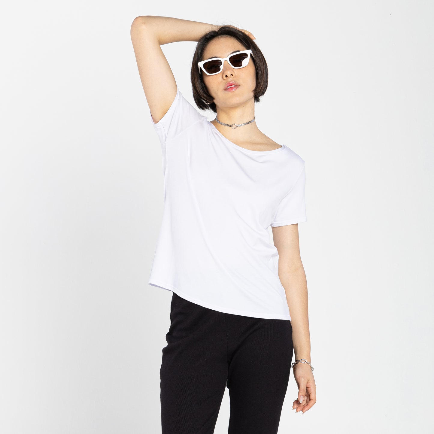 Tech T-Shirt Modal Decote Canoa Feminina - Branco