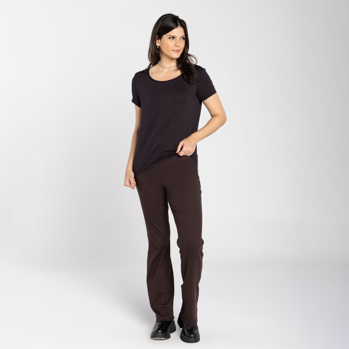 Tech T-Shirt Modal Decote Canoa Feminina - Preto