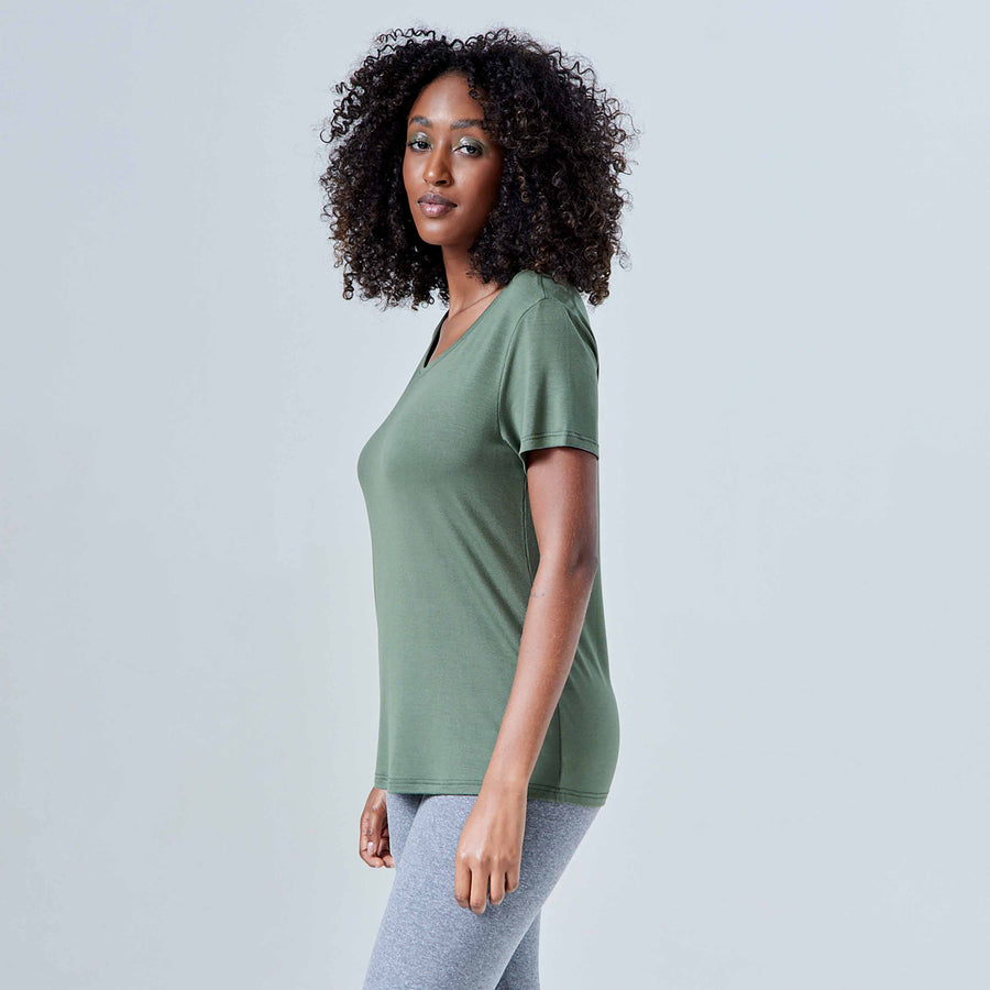 Tech T-Shirt Modal Decote Canoa Feminina - Verde Figo