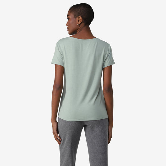 Tech T-Shirt Modal Decote Canoa Feminina - Verde Pistache