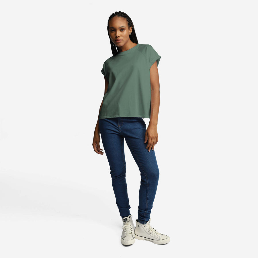 Tech T-Shirt Anti Odor Raglan Feminina - Verde Figo