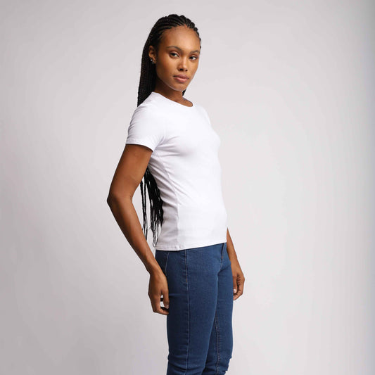 Camiseta Babylook Viscose Canelada Feminina - Branco