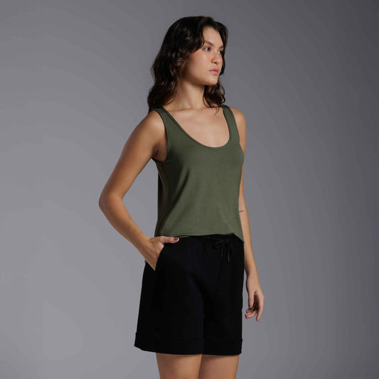 Regata Decote U Modal Feminina - Verde Figo