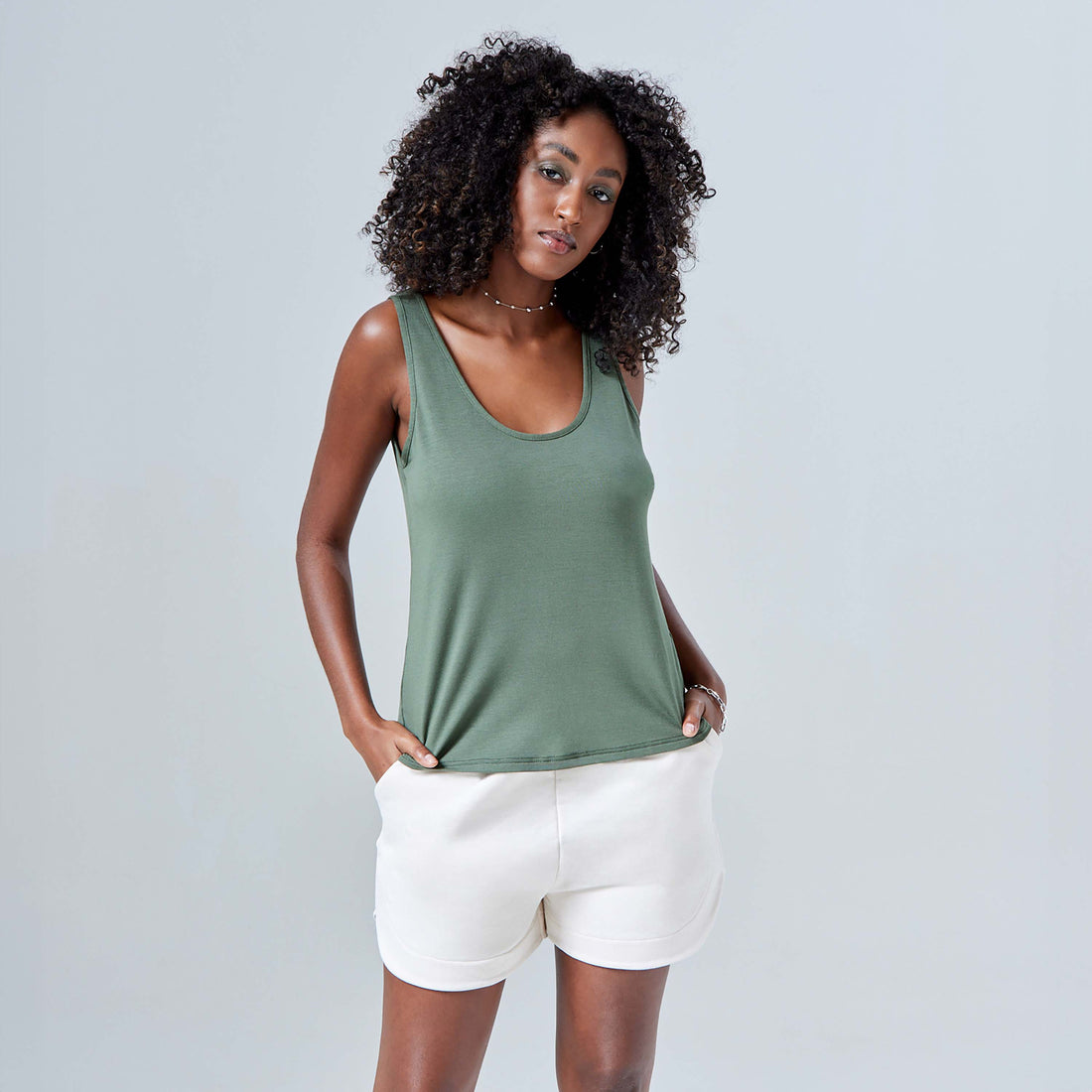 Regata Decote U Modal Feminina - Verde Figo