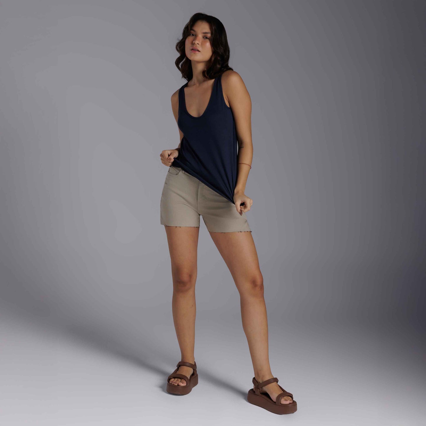 Regata Decote U Modal Feminina - Azul Marinho