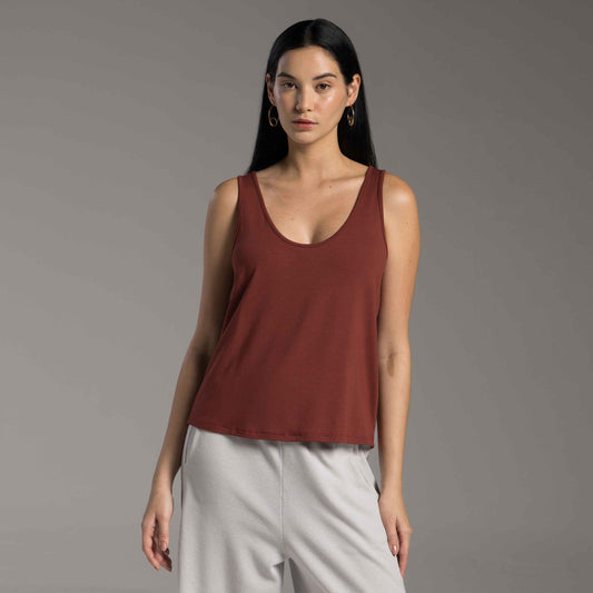 Regata Decote U Modal Feminina - Vermelho Cabernet