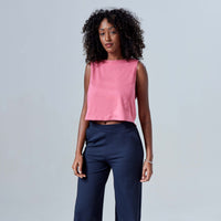 Regata Cropped Algodão Premium Feminina - Rosa Blush