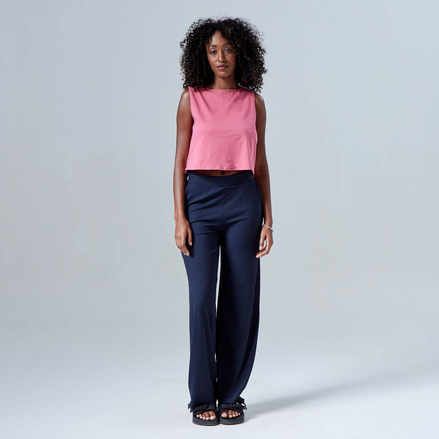 Regata Cropped Algodão Premium Feminina - Rosa Blush