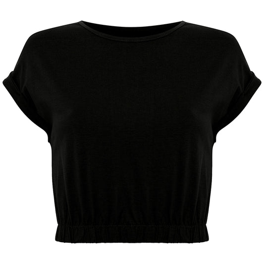 Cropped Elástico Algodão Premium Feminino - Preto