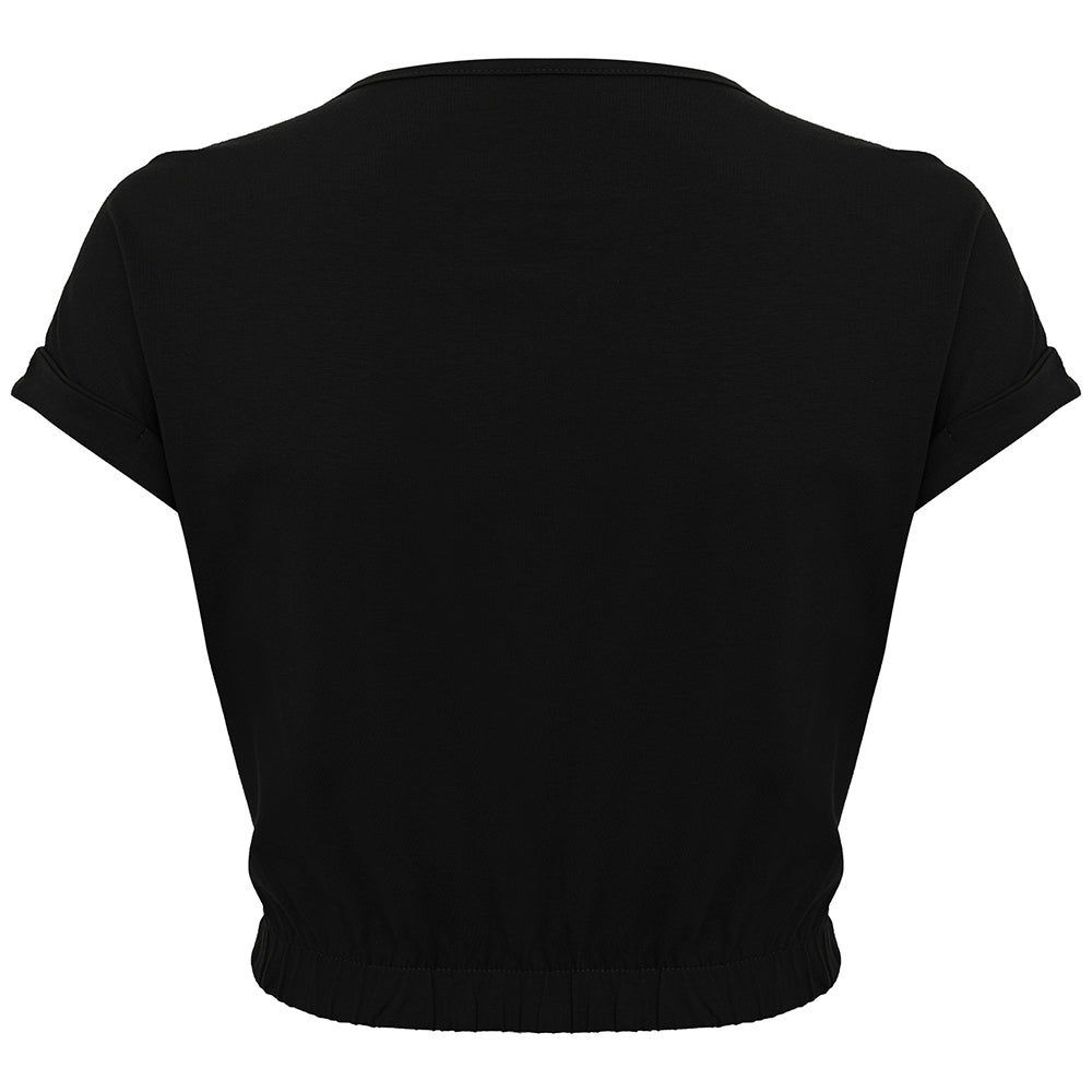 Cropped Elástico Algodão Premium Feminino - Preto