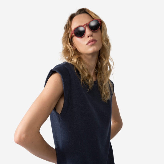 Vestido Muscle Midi Moletom Desfibrado Feminino - Azul Marinho