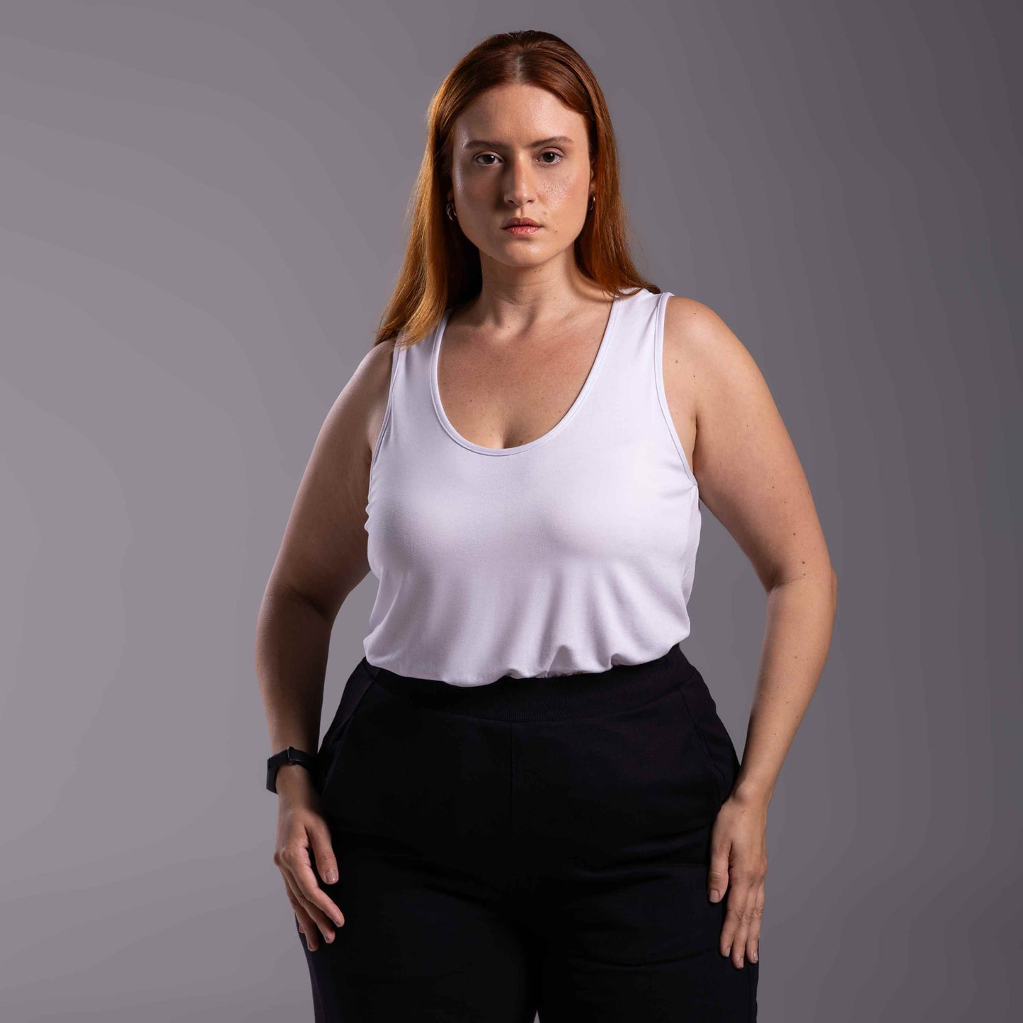 Regata Decote U Modal Plus Feminina - Branco