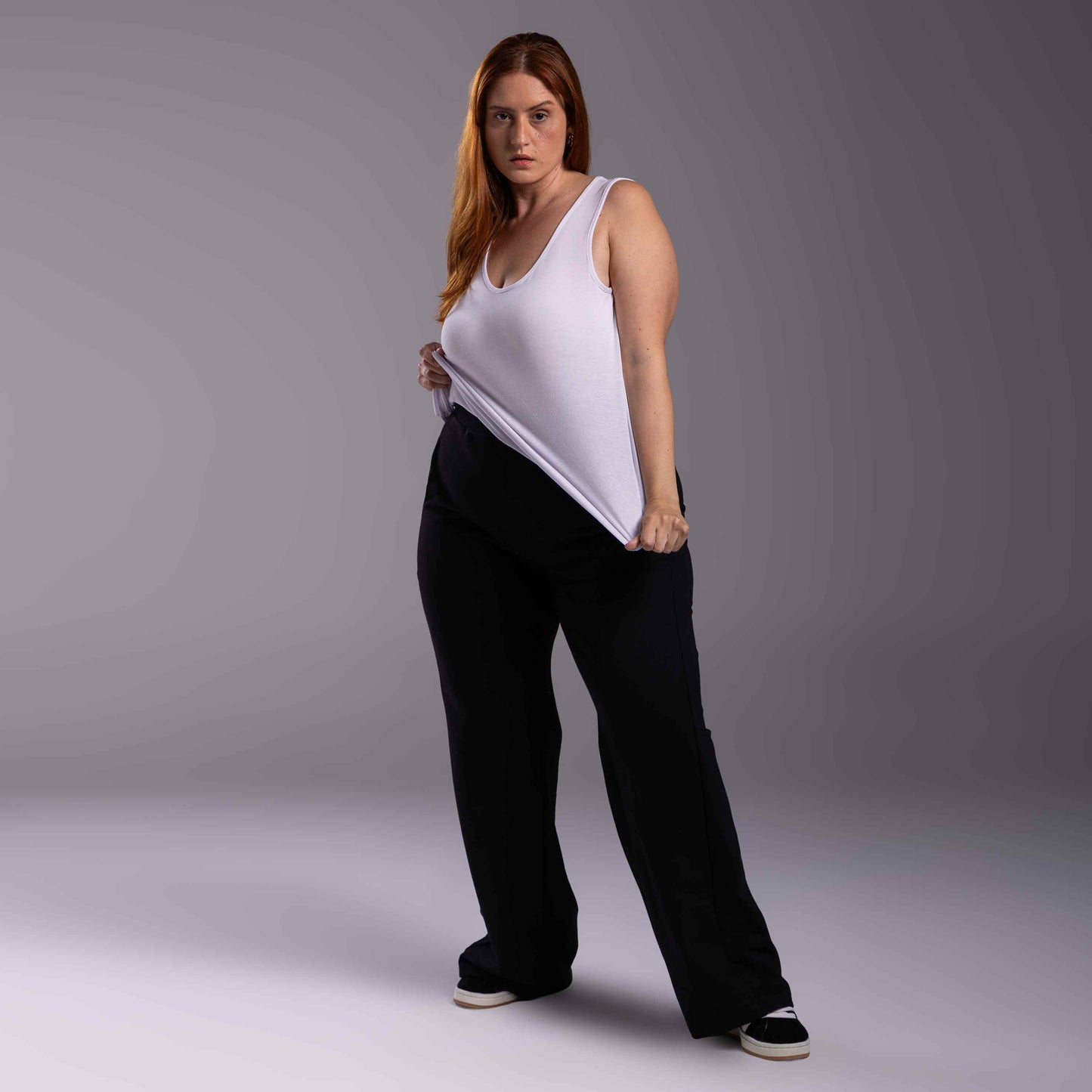 Regata Decote U Modal Plus Feminina - Branco