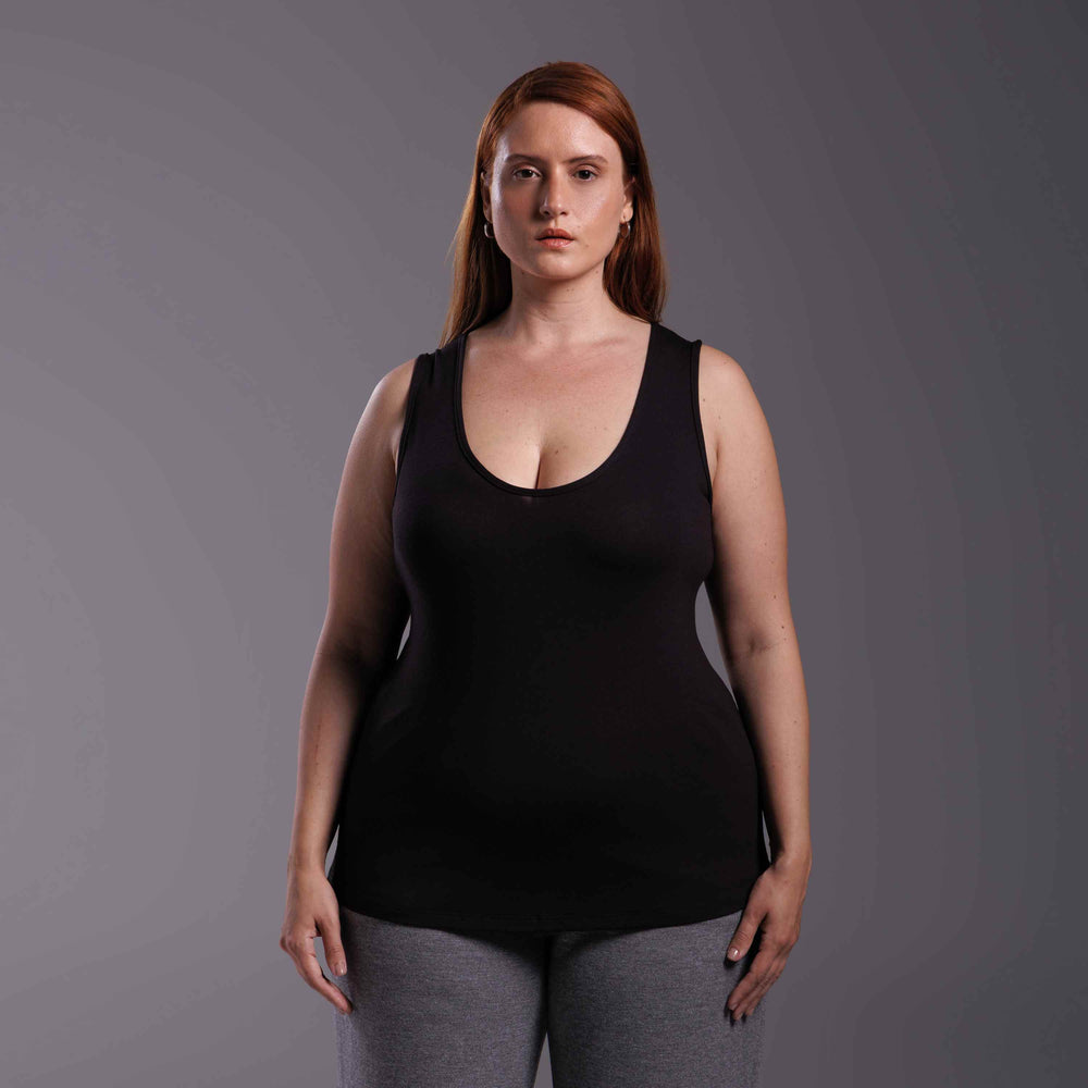 Regata Decote U Modal Plus Feminina - Preto