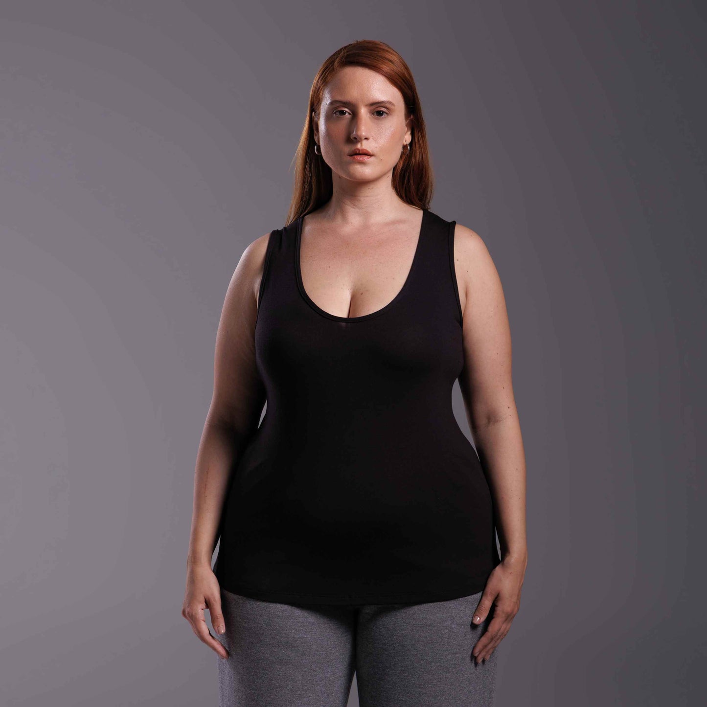 Regata Decote U Modal Plus Feminina - Preto