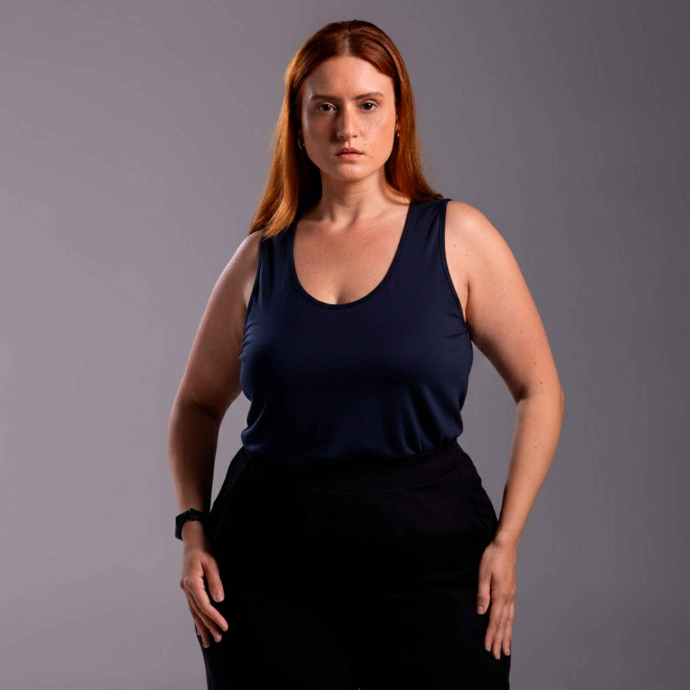 Regata Decote U Modal Plus Feminina - Azul Marinho