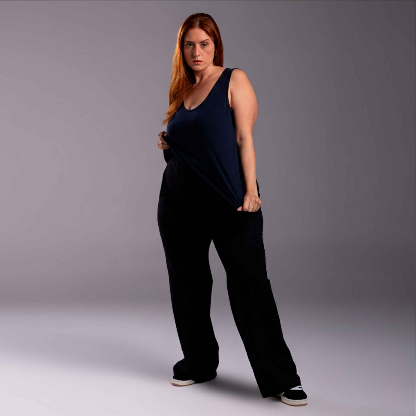 Regata Decote U Modal Plus Feminina - Azul Marinho