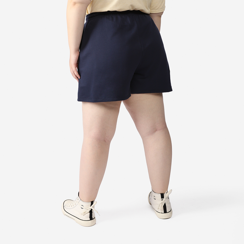 Shorts Bolso Moletom Leve Plus Size Feminino - Azul Marinho