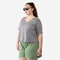 Camiseta Cropped Eco Plus Size Feminina - Preto