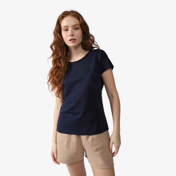 Camiseta Moletinho Feminina - Azul Marinho