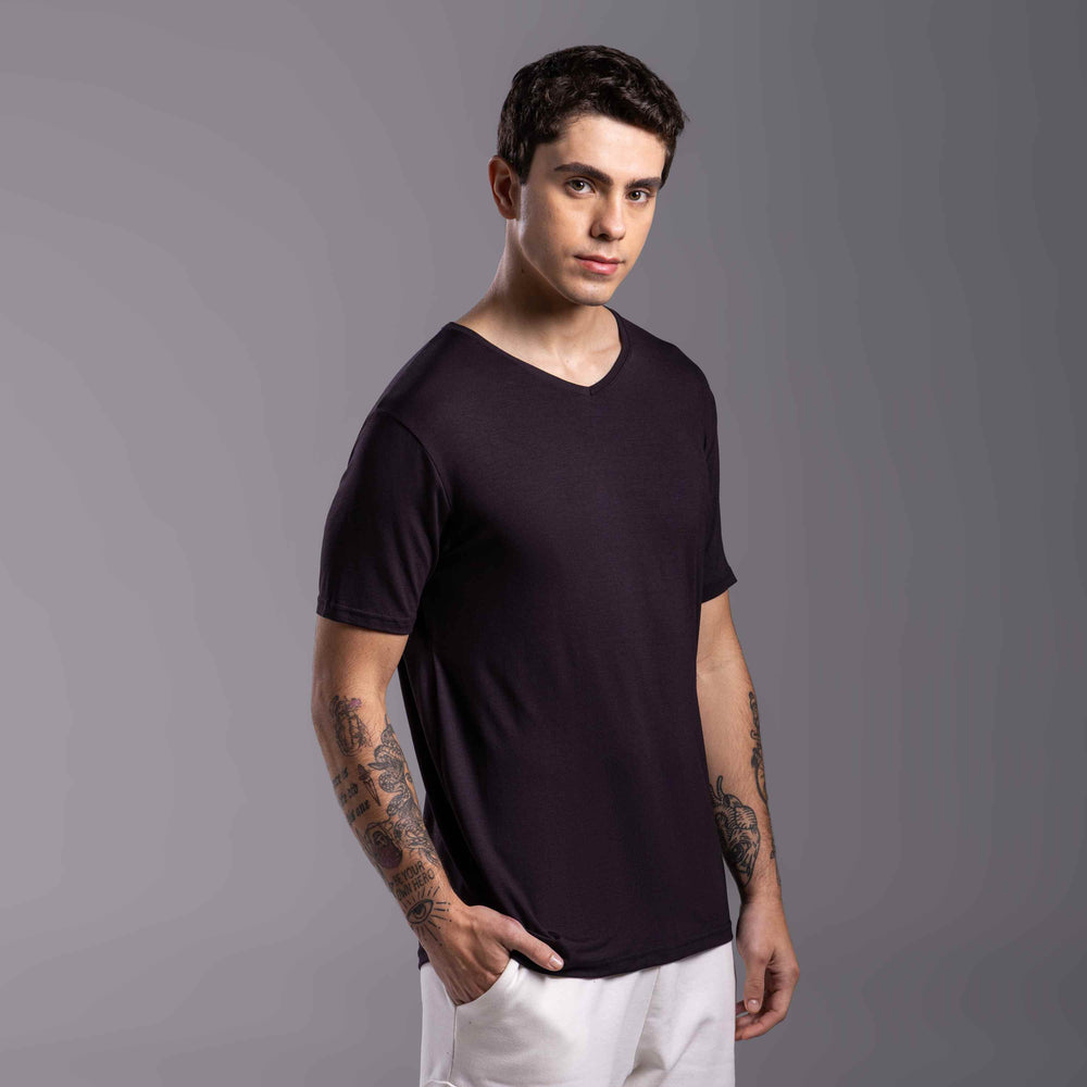 Tech T-Shirt Modal Gola V Masculina - Preto