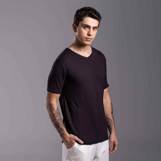 Tech T-Shirt Modal Gola V Masculina - Preto