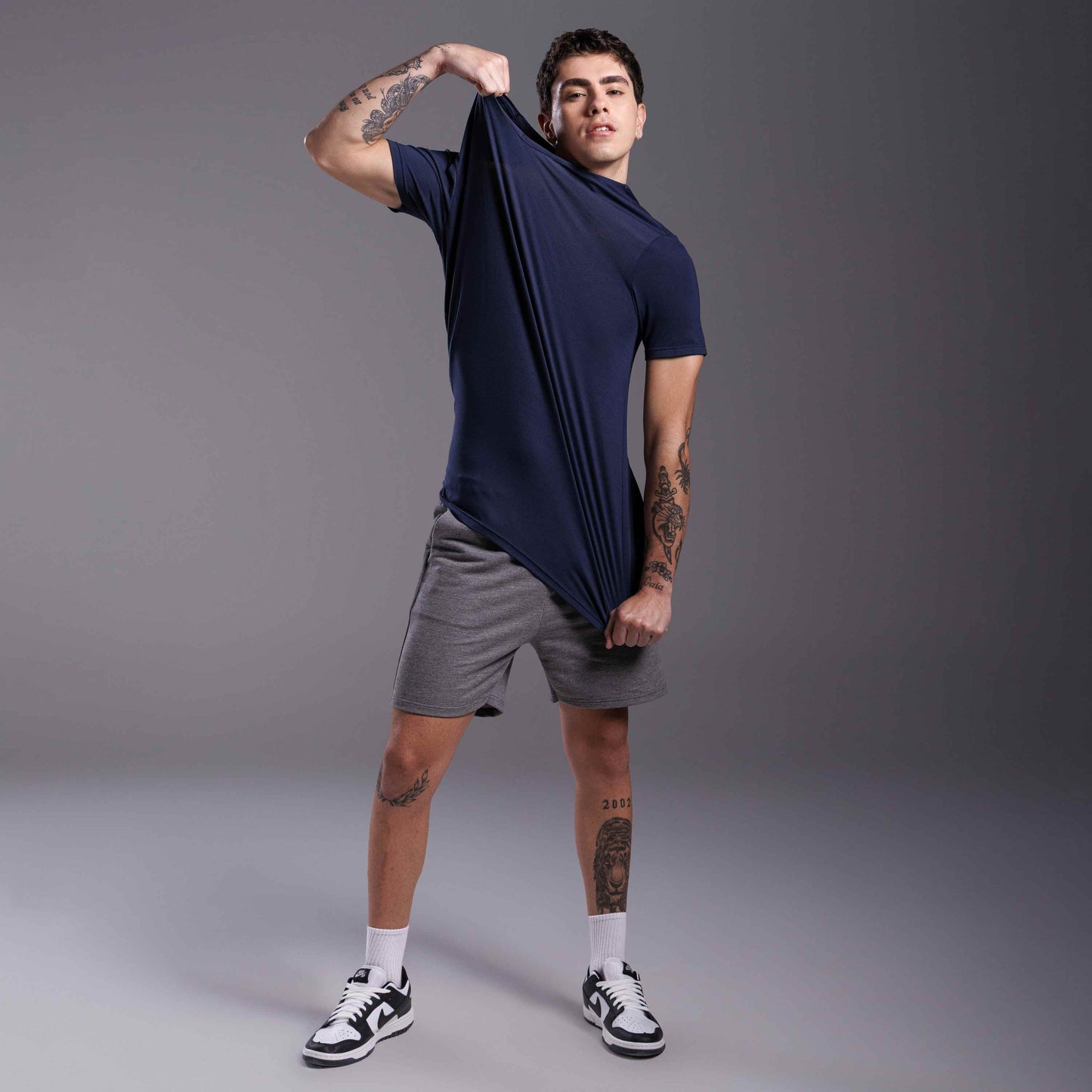 Tech T-Shirt Modal Gola V Masculina - Azul Marinho