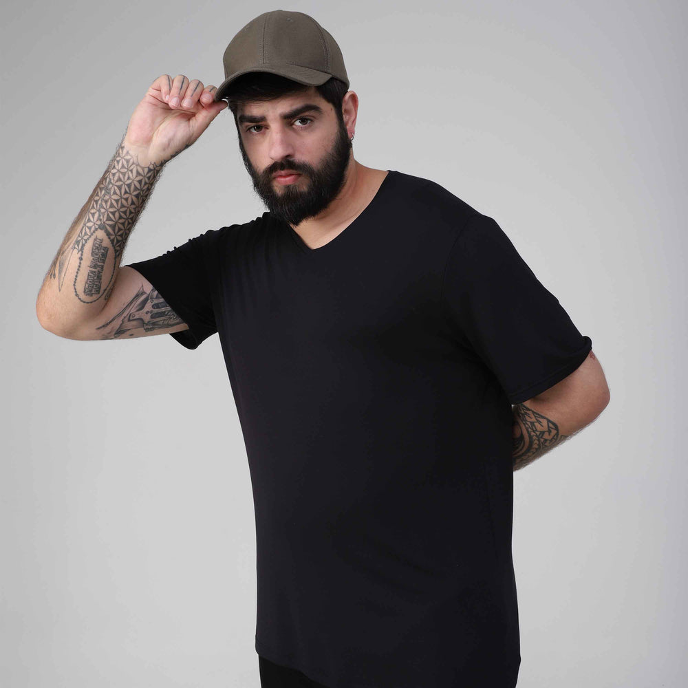 Tech T-Shirt Modal Gola V Plus Masculina - Preto