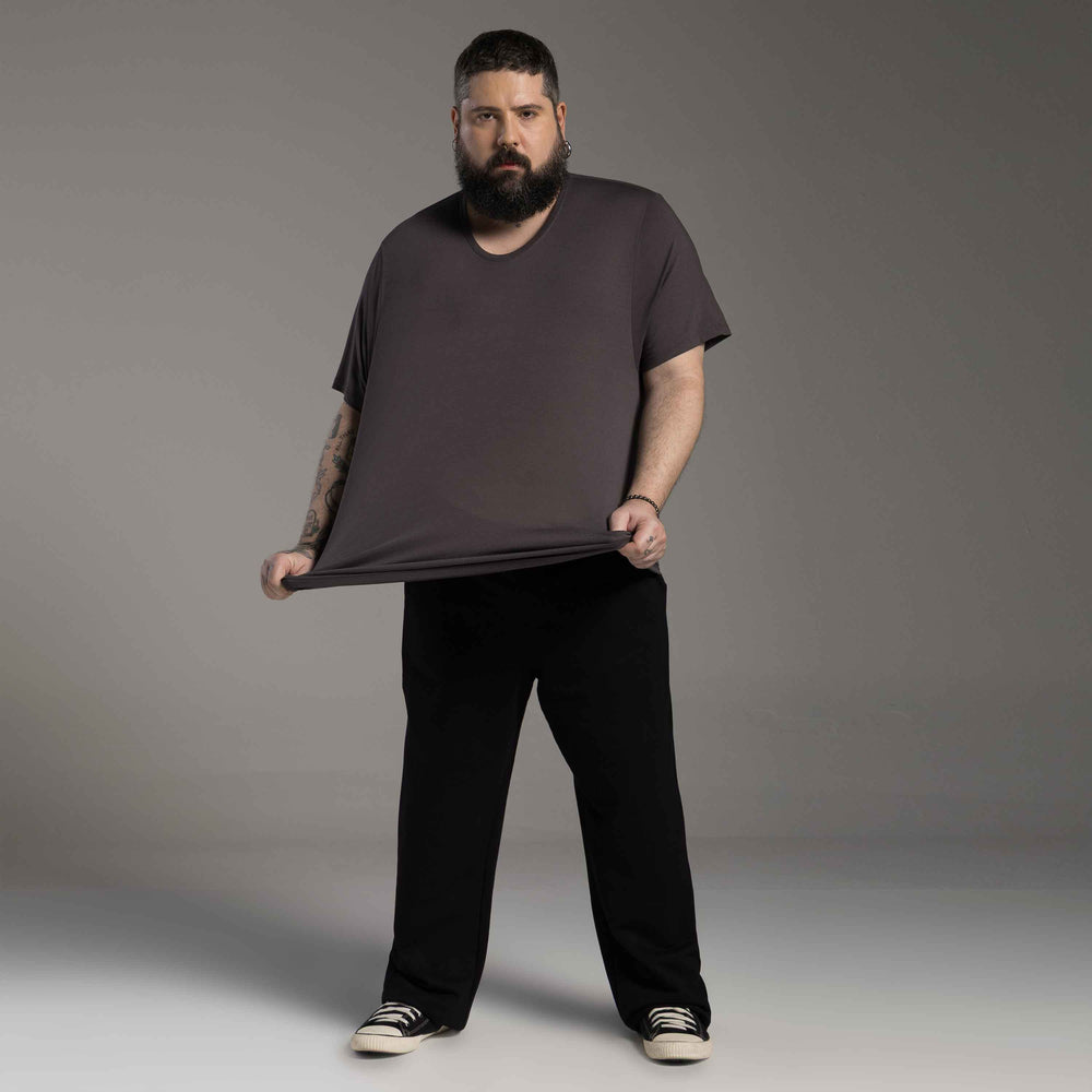 Tech T-Shirt Modal Plus Masculina - Cinza Carvão