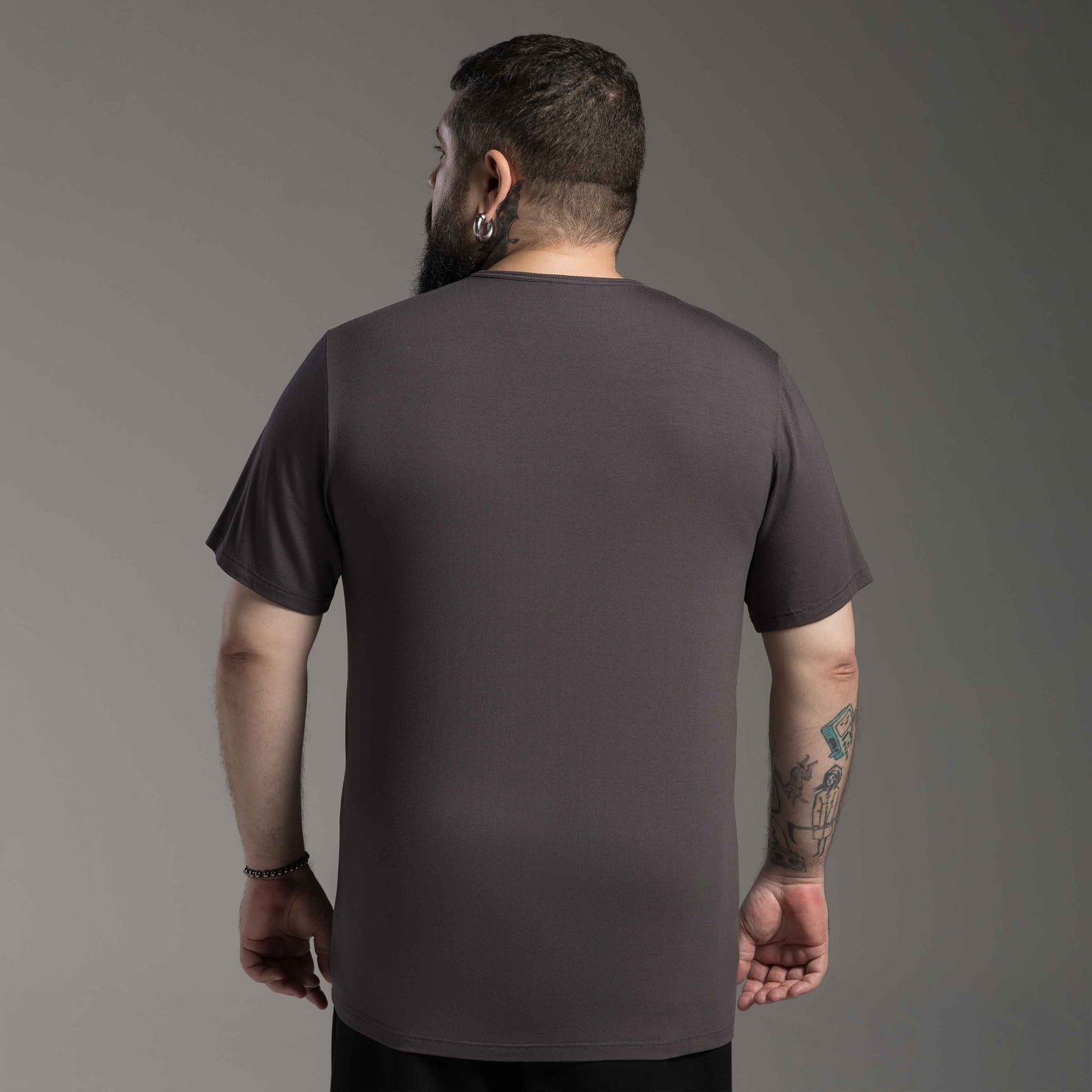Tech T-Shirt Modal Plus Masculina - Cinza Carvão