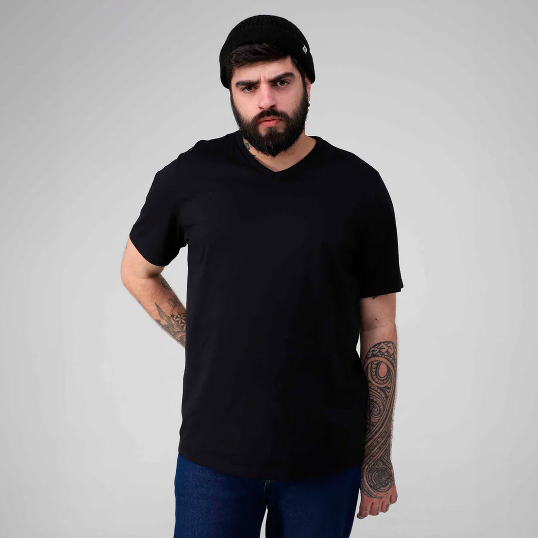 Tech T-Shirt Impermeável Gola V Plus Masculina - Preto