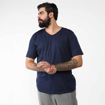 Tech T-Shirt Impermeável Gola V Plus Masculina - Azul Marinho